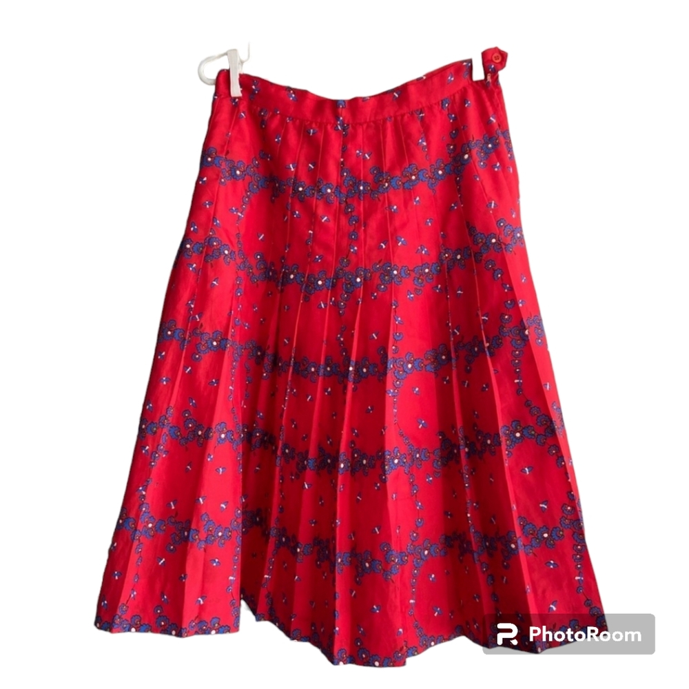 Vintage 6 pleated skirt red Folk inspired design sz 6 / M Vtg
